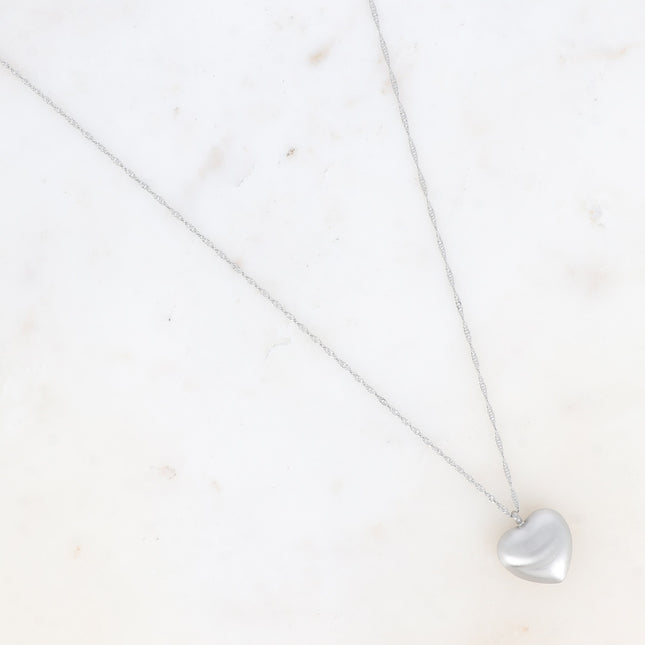Sautoir Osana - gros pendentif coeur effet brossé