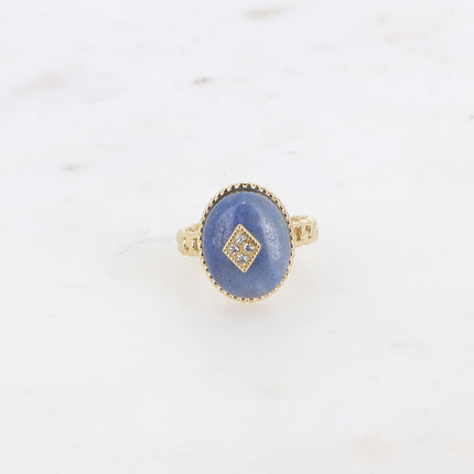 Bague Maayan - pierre naturelle ovale, losange avec oxydes de zirconium
