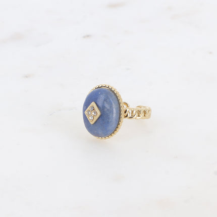 Bague Maayan - pierre naturelle ovale, losange avec oxydes de zirconium