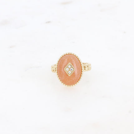 Bague Maayan - pierre naturelle ovale, losange avec oxydes de zirconium