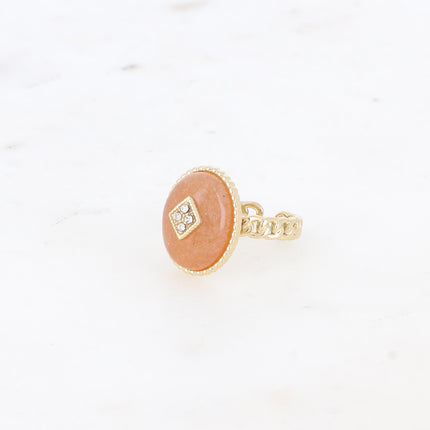 Bague Maayan - pierre naturelle ovale, losange avec oxydes de zirconium