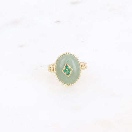 Bague Maayan - pierre naturelle ovale, losange avec oxydes de zirconium