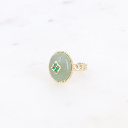 Bague Maayan - pierre naturelle ovale, losange avec oxydes de zirconium