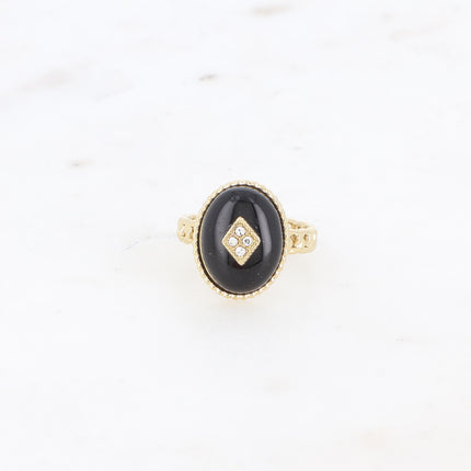 Bague Maayan - pierre naturelle ovale, losange avec oxydes de zirconium