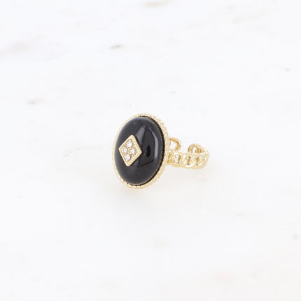 Bague Maayan - pierre naturelle ovale, losange avec oxydes de zirconium
