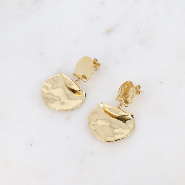 Dangle earrings - 2 pieces, curved and hammered