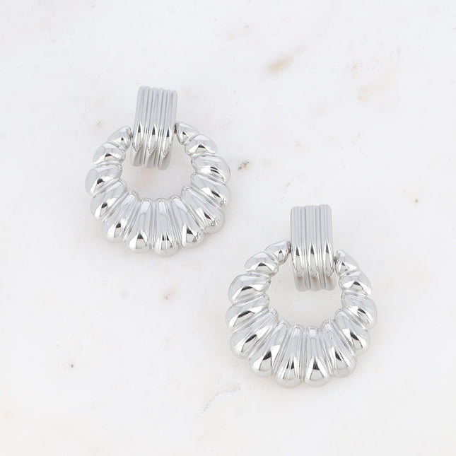 Boucles pendantes - barre striée et anneau rond torsadé