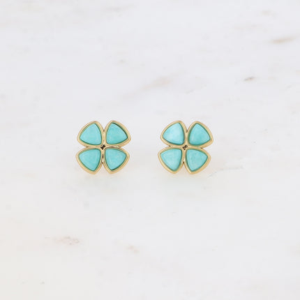 Stud earrings - natural stone clover