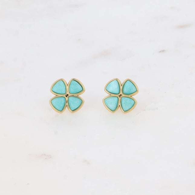 Boucles puces - trèfle en pierre naturelle
