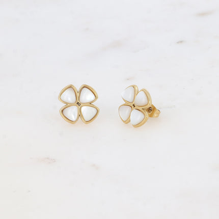 Stud earrings - natural stone clover