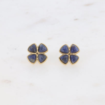 Stud earrings - natural stone clover