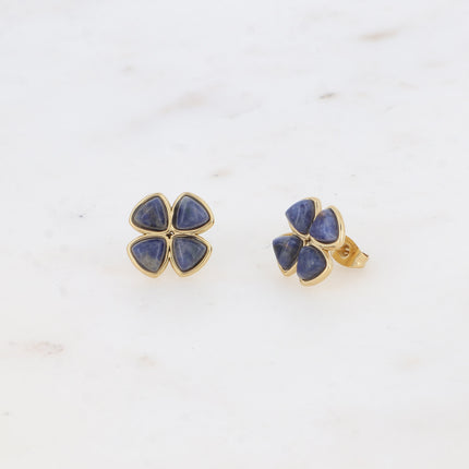 Stud earrings - natural stone clover
