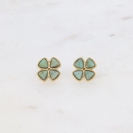 Stud earrings - natural stone clover