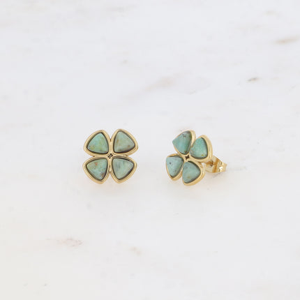 Stud earrings - natural stone clover