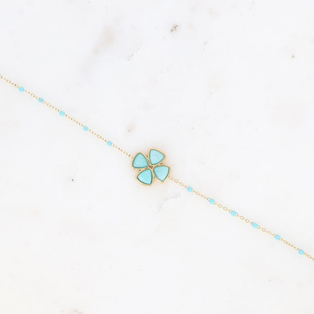 Bracelet - enameled chain and natural stone clover
