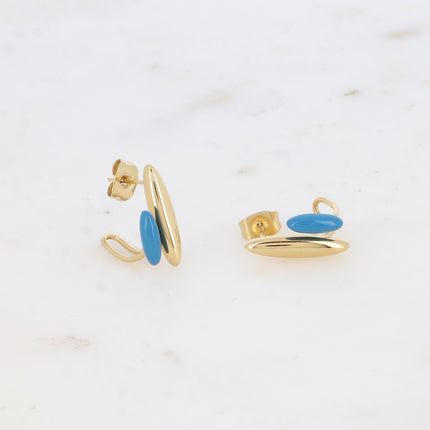 Mini hoop earrings - 2 oval shapes and colored enamel