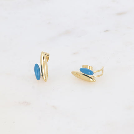 Mini hoop earrings - 2 oval shapes and colored enamel