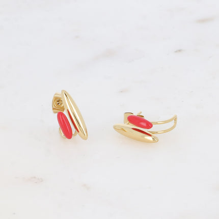 Mini hoop earrings - 2 oval shapes and colored enamel