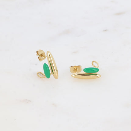 Mini hoop earrings - 2 oval shapes and colored enamel