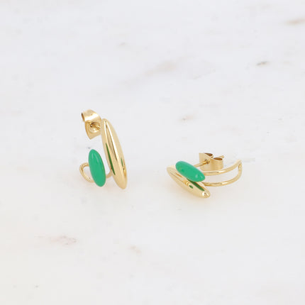 Mini hoop earrings - 2 oval shapes and colored enamel