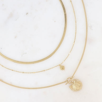 Collier Alma multirangs - pierre naturelle goutte et feuille de palmier