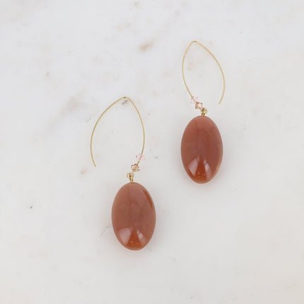 Boucles pendantes - tige, cristaux toupie,  acétate coloré ovale