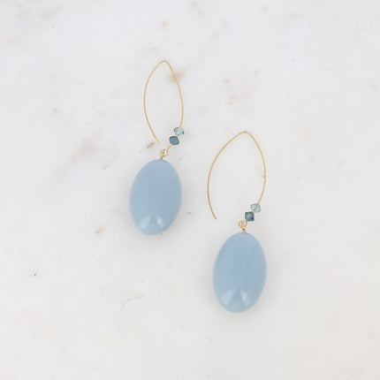 Boucles pendantes - tige, cristaux toupie,  acétate coloré ovale