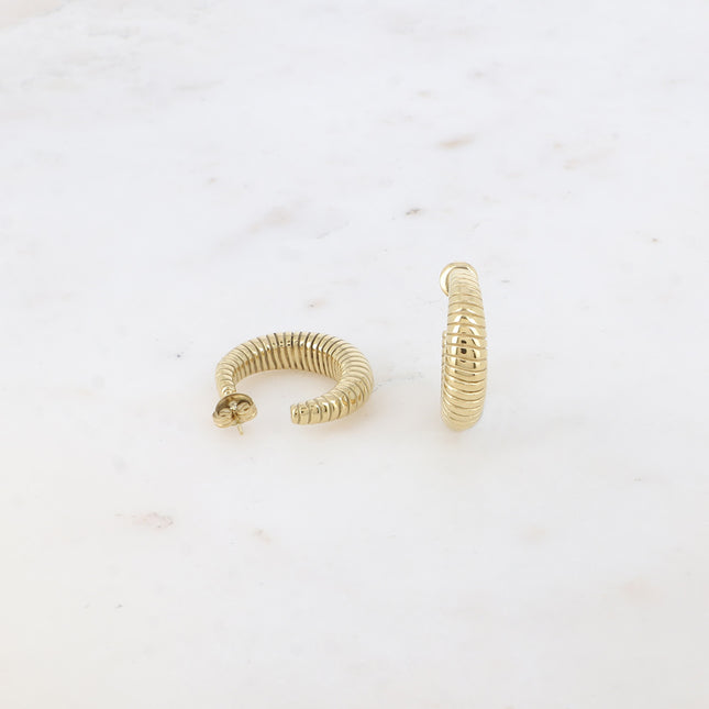 Creole earrings - ribbed effect 25 mm