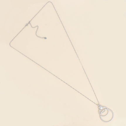 Sautoir Naomi - maille torsadée, gravure damier et 3 cercles torsadés