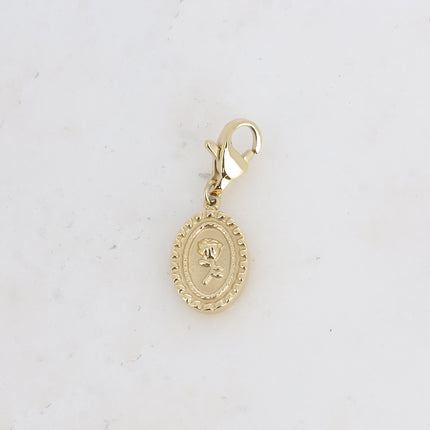 Charm Rosatli - médaillon ovale avec fleur rose