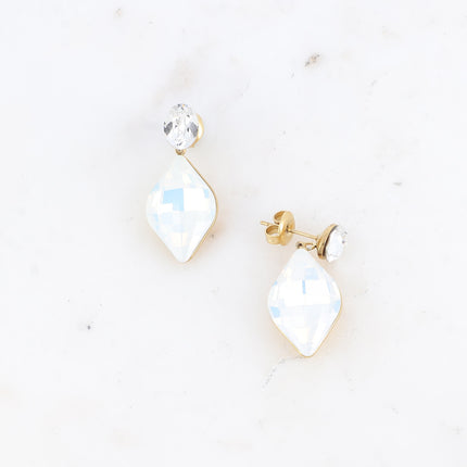 Boucles puces - cristaux Swarovski® ovale et losange