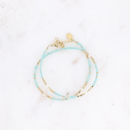 Bracelet 2 tours/Choker Bracélina avec pierres naturelles