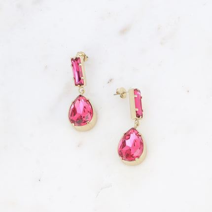 Boucles puces - cristaux barre et goutte