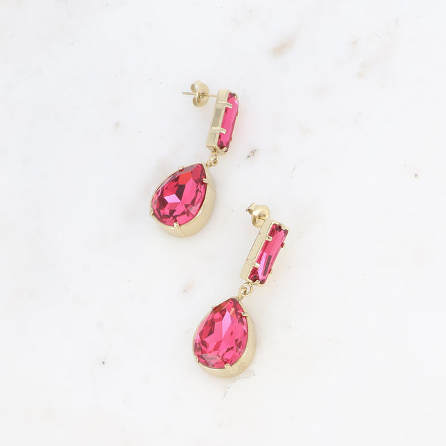 Boucles puces - cristaux barre et goutte