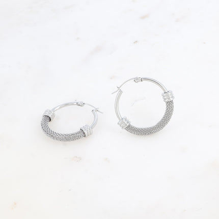 Créoles cliquet - anneau effet maille 30x30mm