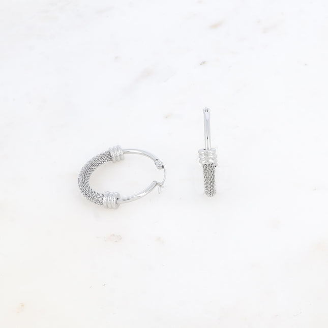 Ratchet hoop earrings - 30x30mm mesh effect ring
