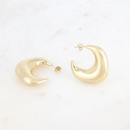 Kecy Creole earrings - square domed and brushed ring 38x38mm