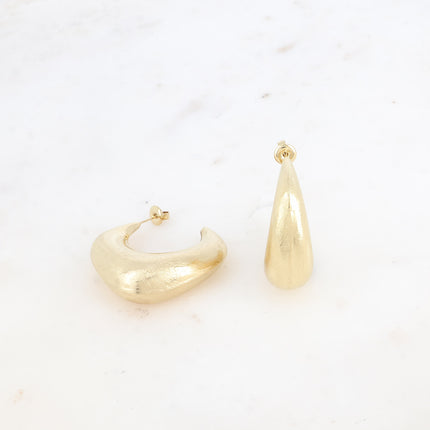 Kecy Creole earrings - square domed and brushed ring 38x38mm