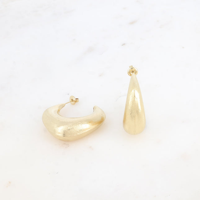 Kecy Creole earrings - square domed and brushed ring 38x38mm