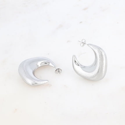 Kecy Creole earrings - square domed and brushed ring 38x38mm