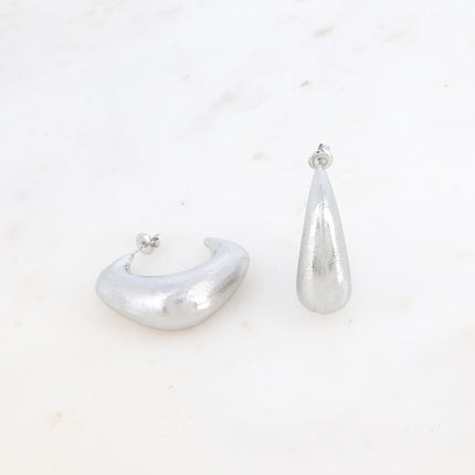 Kecy Creole earrings - square domed and brushed ring 38x38mm