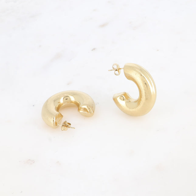Hoop earrings - thick, domed and brushed 30mm