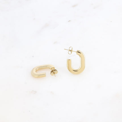 Creole earrings - flat oval ring 15x21mm