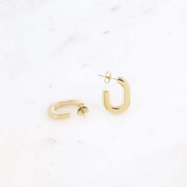 Creole earrings - flat oval ring 15x21mm