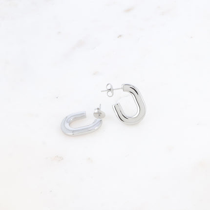 Creole earrings - flat oval ring 15x21mm