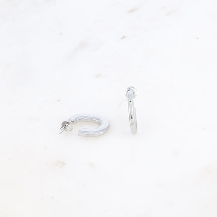 Creole earrings - flat oval ring 15x21mm