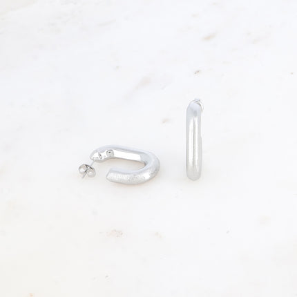 Créoles - ovale bombée et brossée 20x30mm