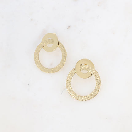 Boucles puces - double anneau figé, lisse et martelé
