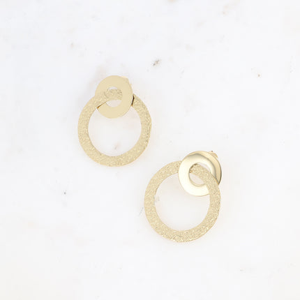 Boucles puces - double anneau figé, lisse et martelé