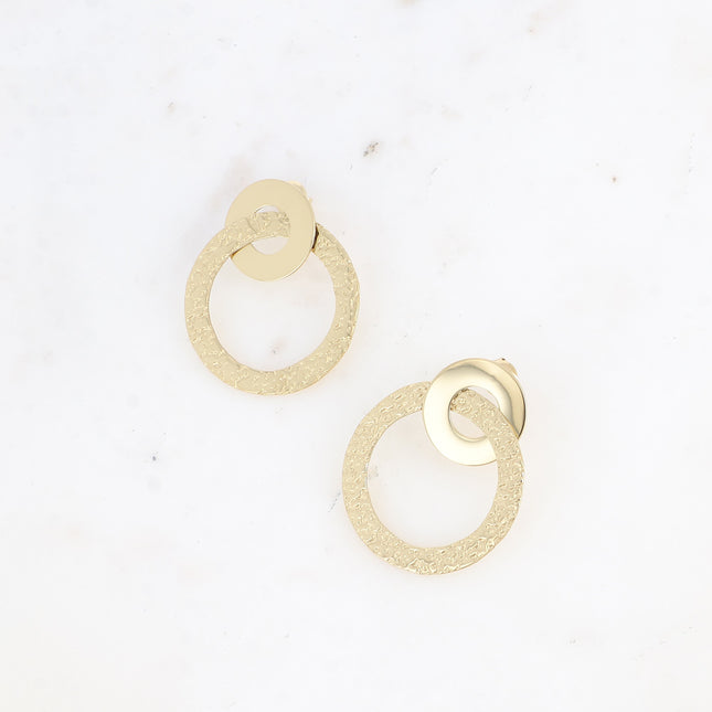 Boucles puces - double anneau figé, lisse et martelé